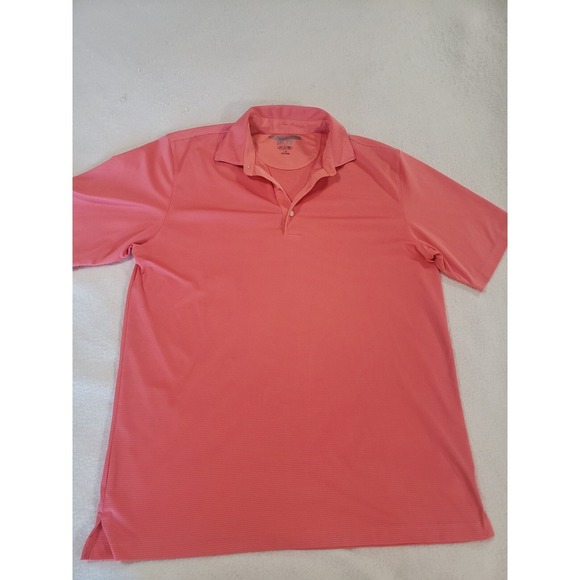 Greg Norman Polo Top Mens Peach L Play Dry Striped Golf Performance Active Shirt - Picture 1 of 14